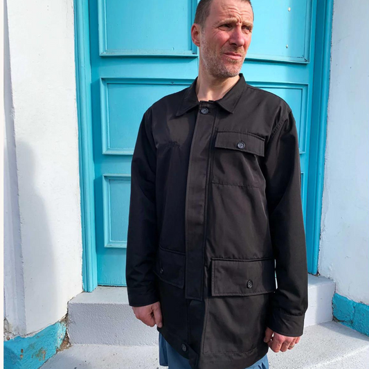 Blue Flowers Stealth Jacket - Black