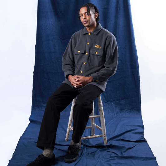 Blue Flowers Spectral Fleece Shirt - Charcoal