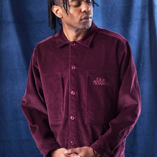 Blue Flowers Guernica Corduroy Shirt - Burgundy